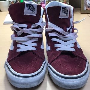 Burgundy Sk8 hi Vans